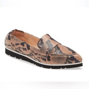 AGL Micro Snake Print Pointed Toe Leather Loafer